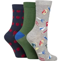 3 Pair Lazy Panda Novelty Bamboo Socks School Zone 4 8