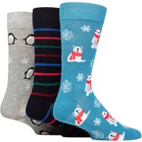 3 Pair SOCKSHOP Christmas Bamboo Socks Polar Bear Penguin 7 11