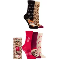 5 Pair Lazy Panda Christmas Gift Boxed Bamboo Socks Christmas Big Cats 4 8