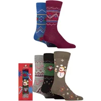 5 Pair Lazy Panda Christmas Gift Boxed Bamboo Socks Christmas Fairisle 7 11