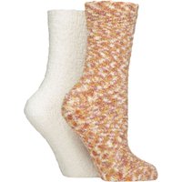 2 Pair Cosy Slipper Socks Grip Pumpkin Spice 4 8