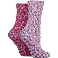 2 Pair Popcorn Feather Slipper Socks Grip Hot Pink 4 8
