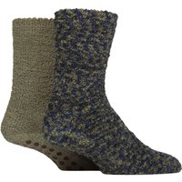 2 Pair Cosy Slipper Socks Grip 7 11