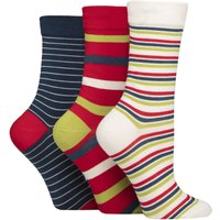 3 Pair Gentle Bamboo Socks Smooth Toe Seams Plains Stripes Nautical 4 8