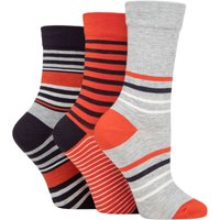 3 Pair Gentle Bamboo Socks Smooth Toe Seams Plains Stripes Rust 4 8