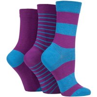 3 Pair Nightshade Gentle Bamboo Socks Smooth Toe Seams Plains Stripes 4 8