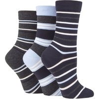 3 Pair Gentle Bamboo Socks Smooth Toe Seams Plains Stripes Stripes 4 8