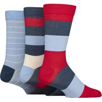 3 Pair Comfort Cuff Gentle Bamboo Striped Socks Smooth Toe Seams Nautical 7 11