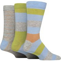 3 Pair Comfort Cuff Gentle Bamboo Striped Socks Smooth Toe Seams Ocean View 7 11
