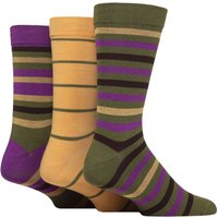3 Pair Comfort Cuff Gentle Bamboo Striped Socks Smooth Toe Seams Wild Terrain 12 14