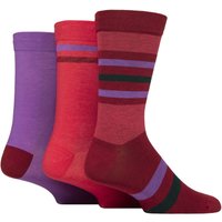 3 Pair Comfort Cuff Gentle Bamboo Striped Socks Smooth Toe Seams Grape Vine 7 11