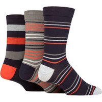 3 Pair Comfort Cuff Gentle Bamboo Striped Socks Smooth Toe Seams Moss 12 14