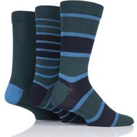 3 Pair Comfort Cuff Gentle Bamboo Striped Socks Smooth Toe Seams Green 7 11