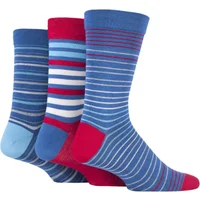 3 Pair Alpine Stripe Comfort Cuff Gentle Bamboo Striped and Plain Socks with Smooth Toe Seams Men's 7-11 Mens - SOCKSHOP
