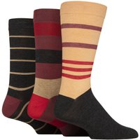 3 Pair Comfort Cuff Gentle Bamboo Striped Socks Smooth Toe Seams Sesame 7 11