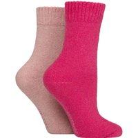 2 Pair Wool Mix Striped Plain Boot Socks Muse Plain 4 8