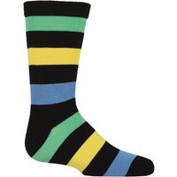 1 Pair Plain Striped Bamboo Socks Comfort Cuff Smooth Toe Seams Blue Green 9 12