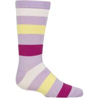 1 Pair Plain Striped Bamboo Socks Comfort Cuff Smooth Toe Seams Pink Lilac 6 8.5