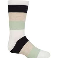 1 Pair Plain Striped Bamboo Socks Comfort Cuff Smooth Toe Seams Navy Neutral 6 8.5