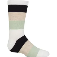 Boys and Girls 1 Pair SOCKSHOP Plain and Striped Bamboo Socks with Comfort Cuff and Smooth Toe Seams White / Navy / Neutral 6-8.5