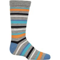 1 Pair Plain Striped Bamboo Socks Comfort Cuff Smooth Toe Seams Grey Orange 4 5.5