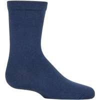1 Pair Plain Mid Weight Bamboo Socks Comfort Cuff Smooth Toe Seams Denim Blue 6 8.5