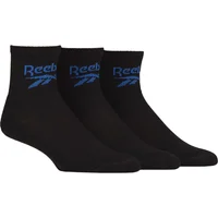 Mens and Women's 3 Pair Reebok Foundation Cotton Ankle Socks Black 8.5-10 UK