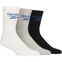 3 Pair Foundation Cotton Crew Socks White Grey 8.5 10 UK