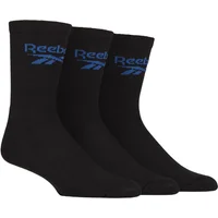 Mens and Women's 3 Pair Reebok Foundation Cotton Crew Socks Black 11-12.5 UK