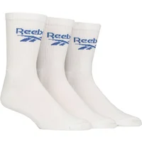 Mens and Women's 3 Pair Reebok Foundation Cotton Crew Socks White 11-12.5 UK