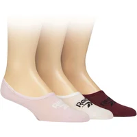 Mens and Women's 3 Pair Reebok Essentials Cotton Ped Socks Sand / White / Burgundy 4.5-6 UK