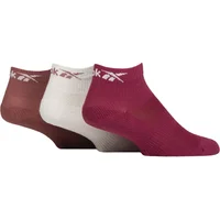 Mens and Women's 3 Pair Reebok Essentials Cotton Ankle Socks with Arch Support and Mesh Top Burgundy / White / Brown 2.5-3.5 UK