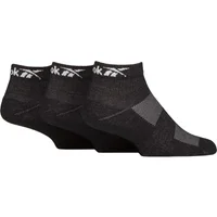 Mens and Women's 3 Pair Reebok Essentials Cotton Ankle Socks with Arch Support and Mesh Top Black 8.5-10 UK
