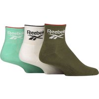 3 Pair Essentials Cotton Ankle Socks Arch Support Khaki Green White Teal 2.5 3.5 UK