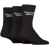 Mens and Women's 3 Pair Reebok Core Cotton Crew Socks Black 8.5-10 UK