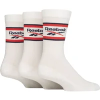 Mens and Women's 3 Pair Reebok Essentials Cotton Crew Socks White 2.5-3.5 UK
