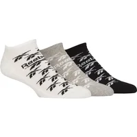Mens and Women's 3 Pair Reebok Essentials Cotton Trainer Socks White / Grey / Black 2.5-3.5 UK