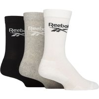 3 Pair Core Ribbed Cotton Crew Socks White Grey 11 12.5 UK