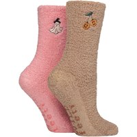 2 Pair SOCKSHOP Embroidered Cosy Lounge Socks Pumpkins Ghost 4 8
