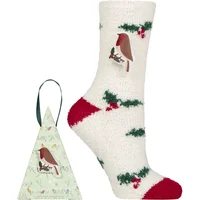 1 Pair Wildfeet Gift Boxed Novelty Fluffy Lounge Socks Robin 4 8