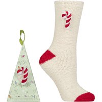 1 Pair SOCKSHOP Gift Boxed Novelty Fluffy Lounge Socks Candy Cane 4 8