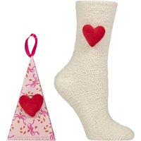 1 Pair SOCKSHOP Gift Boxed Novelty Fluffy Lounge Socks Heart 4 8