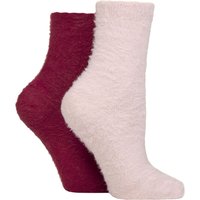 2 Pair SOCKSHOP Fluffy Feather Socks Burgundy 4 8