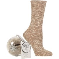1 Pair Wildfeet Snowflake Gift Boxed Bauble Lounge Socks Cream 4 8