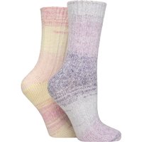 2 Pair Wildfeet Space Dye Super Soft Lounge Socks Space Dye Lemon 4 8