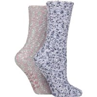 2 Pair SOCKSHOP Sparkle Popcorn Lounge Socks Grey 4 8