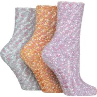 3 Pair SOCKSHOP Popcorn Cosy Lounge Socks Lilac Orange 4 8