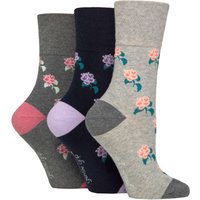 3 Pair RHS Royal Horticultural Society Patterned Cotton Socks Roses 4 8