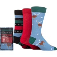 3 Pair SOCKSHOP Wildfeet Winter Wonderland Christmas Gift Boxed Socks Stag 7 11