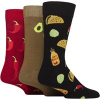 3 Pair Novelty Patterned Cotton Socks Taco Avocado Chilli 7 11